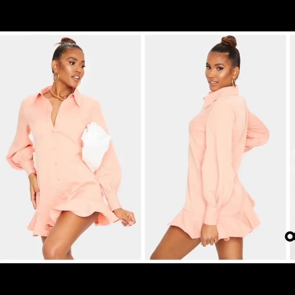 PrettyLittleThing Frill Hem Shirt Dress 2 NWT